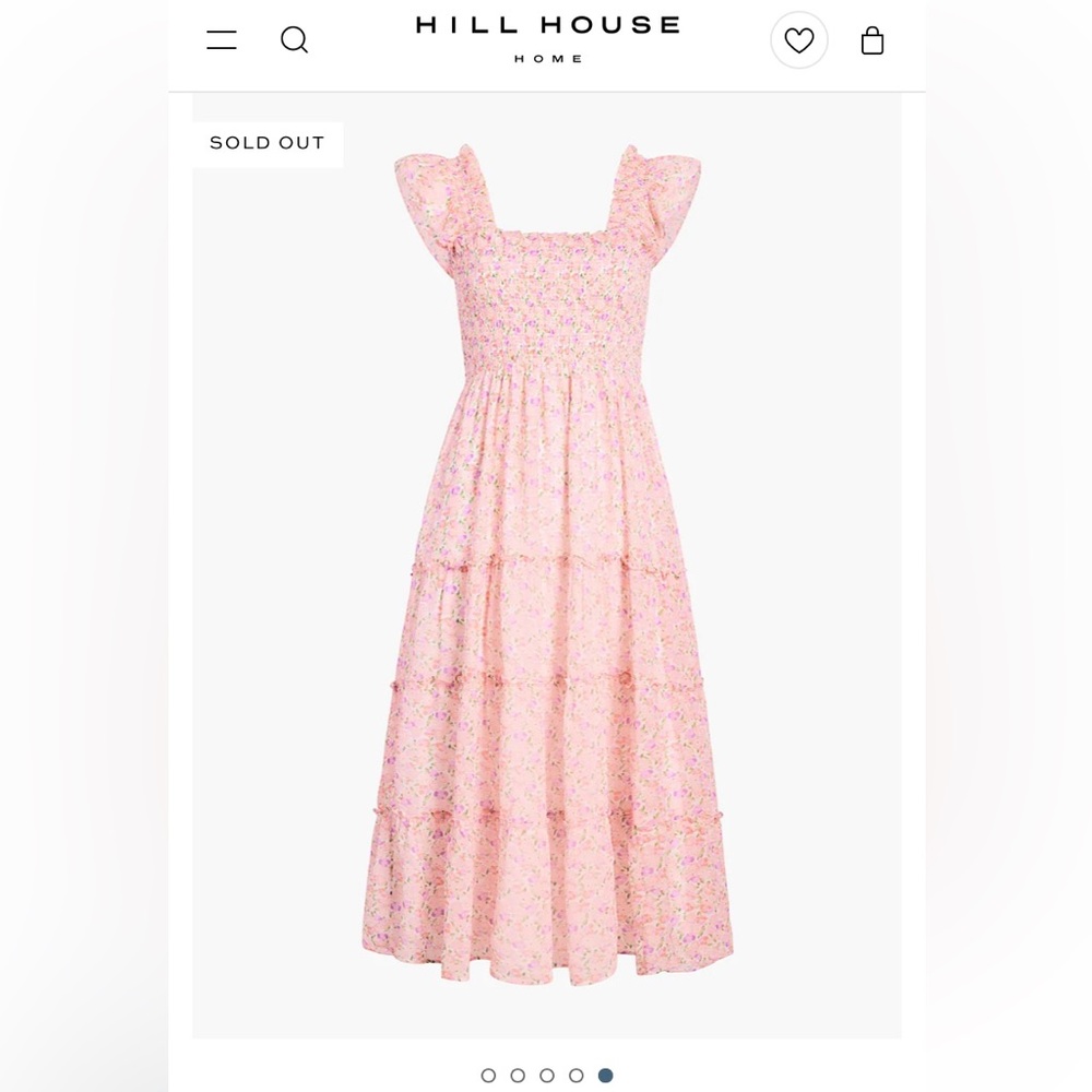 HILL HOUSE Ellie Nap Dress in Pansy in Pink Multi Georgette, Size L